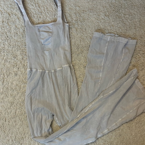 Free People Movement Ice Gray Flares Leg Onesie - Picture 4 of 7